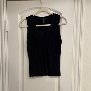 Navy Sleeveless V-Neck Top